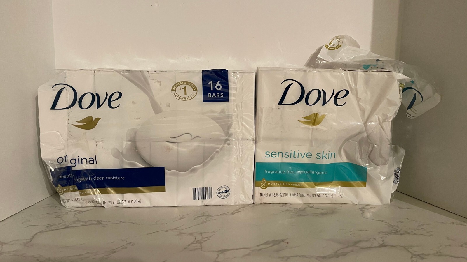 Dove Beauty Bar original and Sensitive Skin Bar Soap 25 Bars (all new) READ