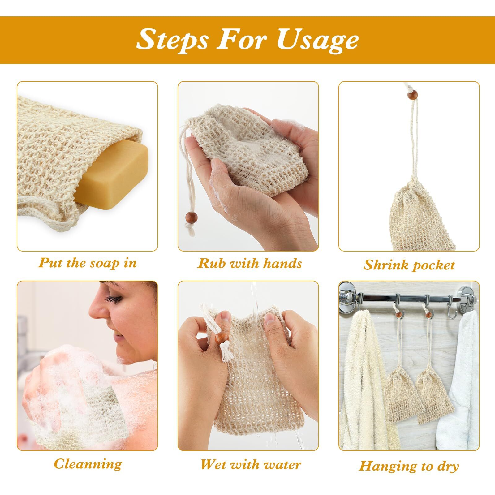 4pcs Soap Bags Natural Sisal Soap Saver Bag Exfoliating Soap Pouch Soap Scrubber