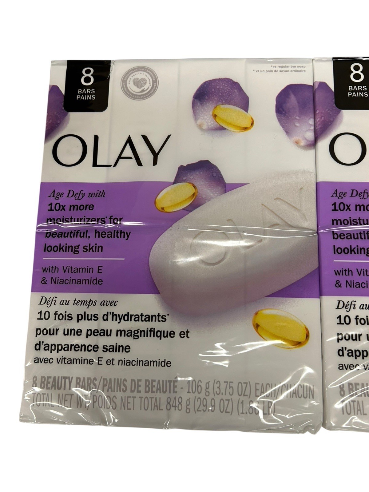 LOT 2 OLAY AGE DEFY BEAUTY BAR SOAP 10X MOISTURIZER VITAMIN E 16 Bars Total