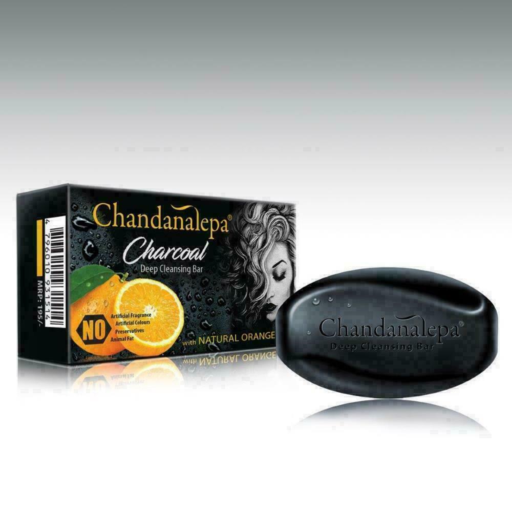 Chandanalepa Charcoal Herbal Soap Ayurveda 100% Natural Oil Beauty Bar Body