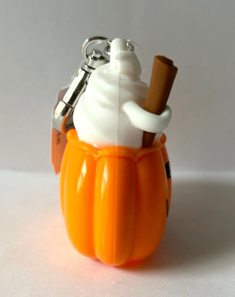 NEW Bath and Body Works HALLOWEEN PUMPKIN LATTE Pocket Hand Gel Holder Keychain