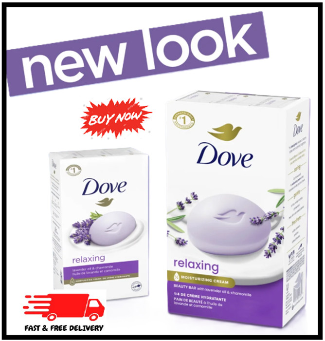 Dove Relaxing Gentle Beauty Bar Soap for All Skin Type,Lavender Chamomile 8 Bars