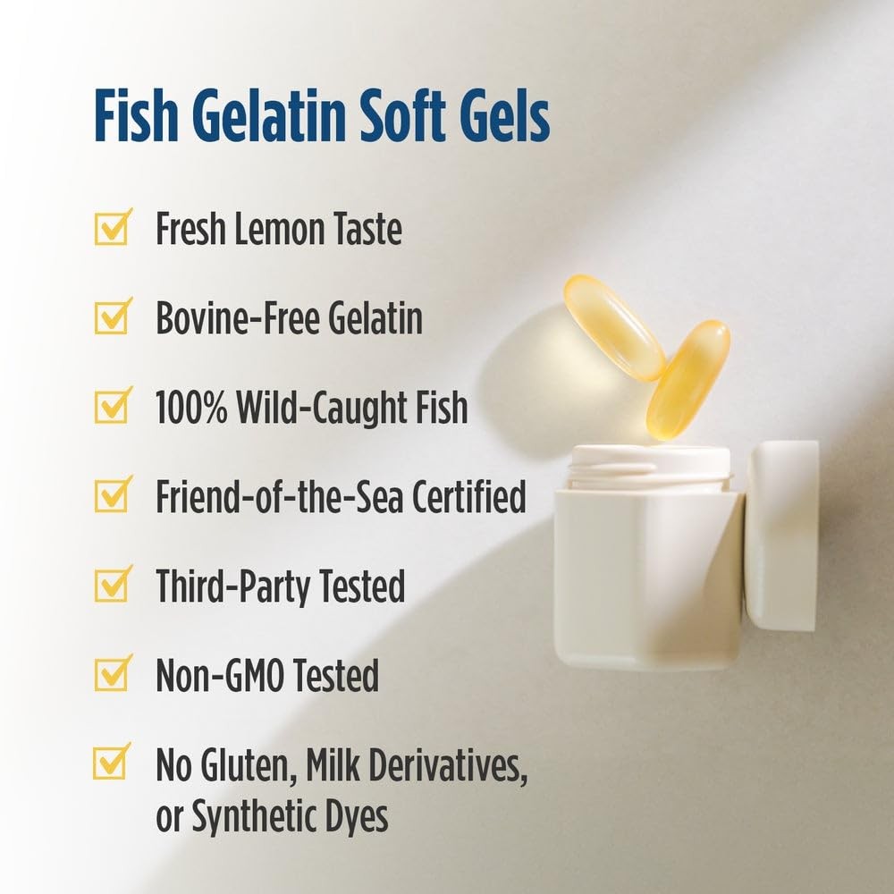 Nordic Naturals Ultimate Omega in Fish Gelatin, Lemon 60 Count (Pack of 1)