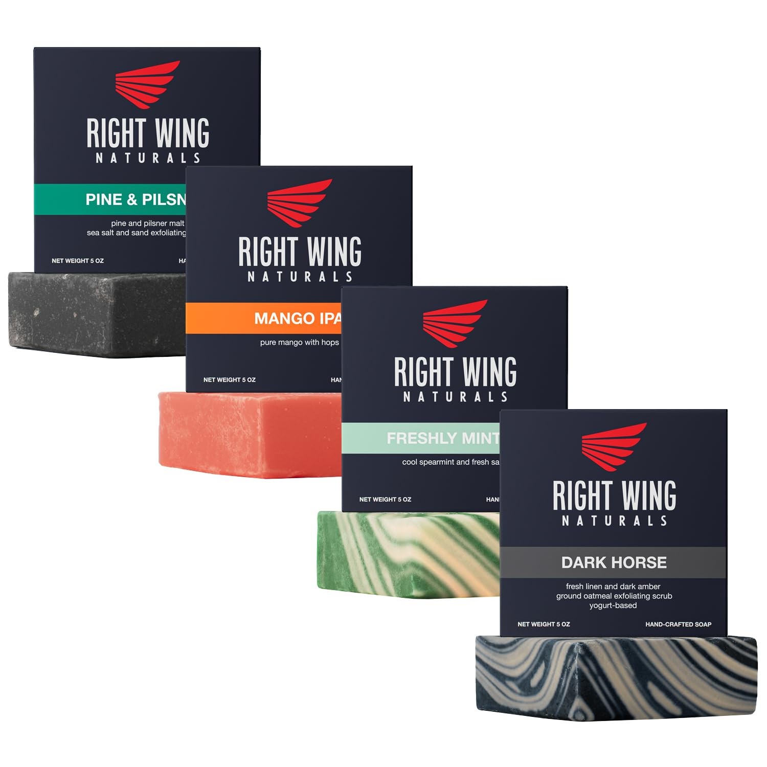 Natural Soap Gift Set for Men | 4 Handcrafted Cold-Pressed Bars | Popular Scents