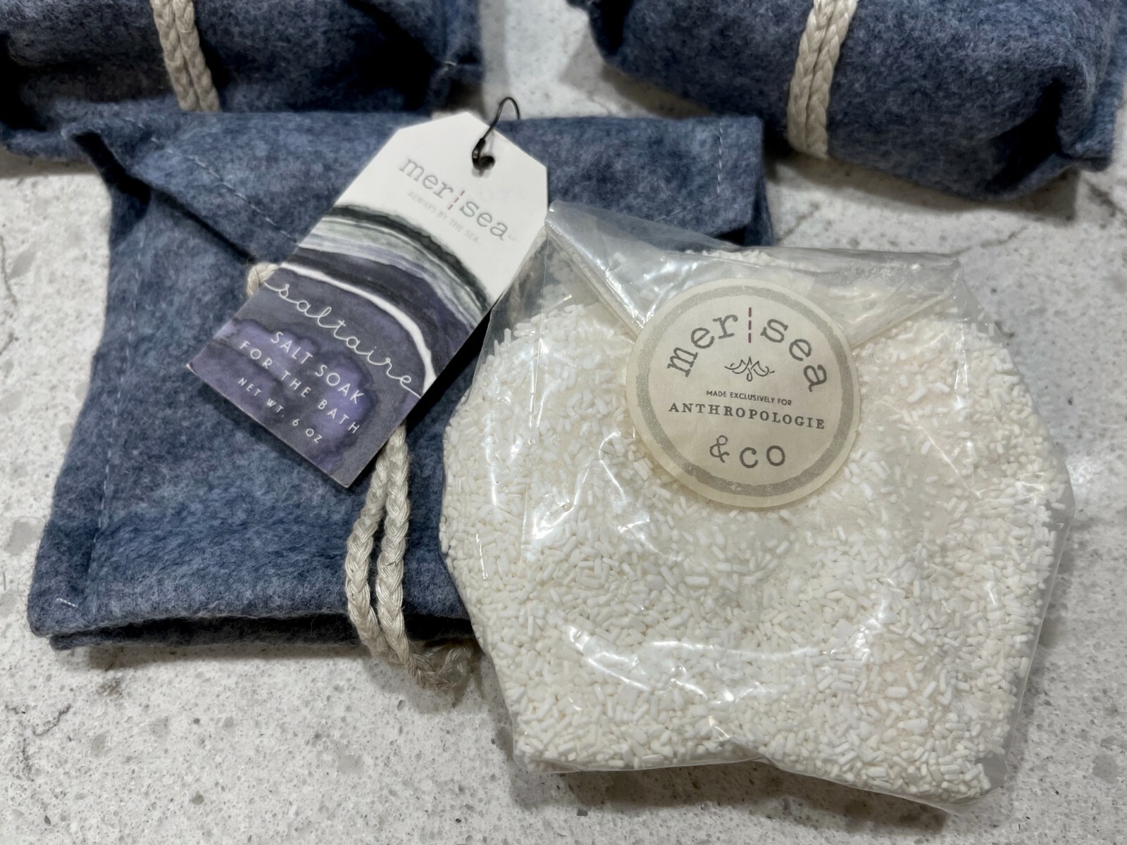 Anthropologie 3 Qty MerSea Saltaire Bath Salt Soak 6 oz Gift Pouch New with Tag