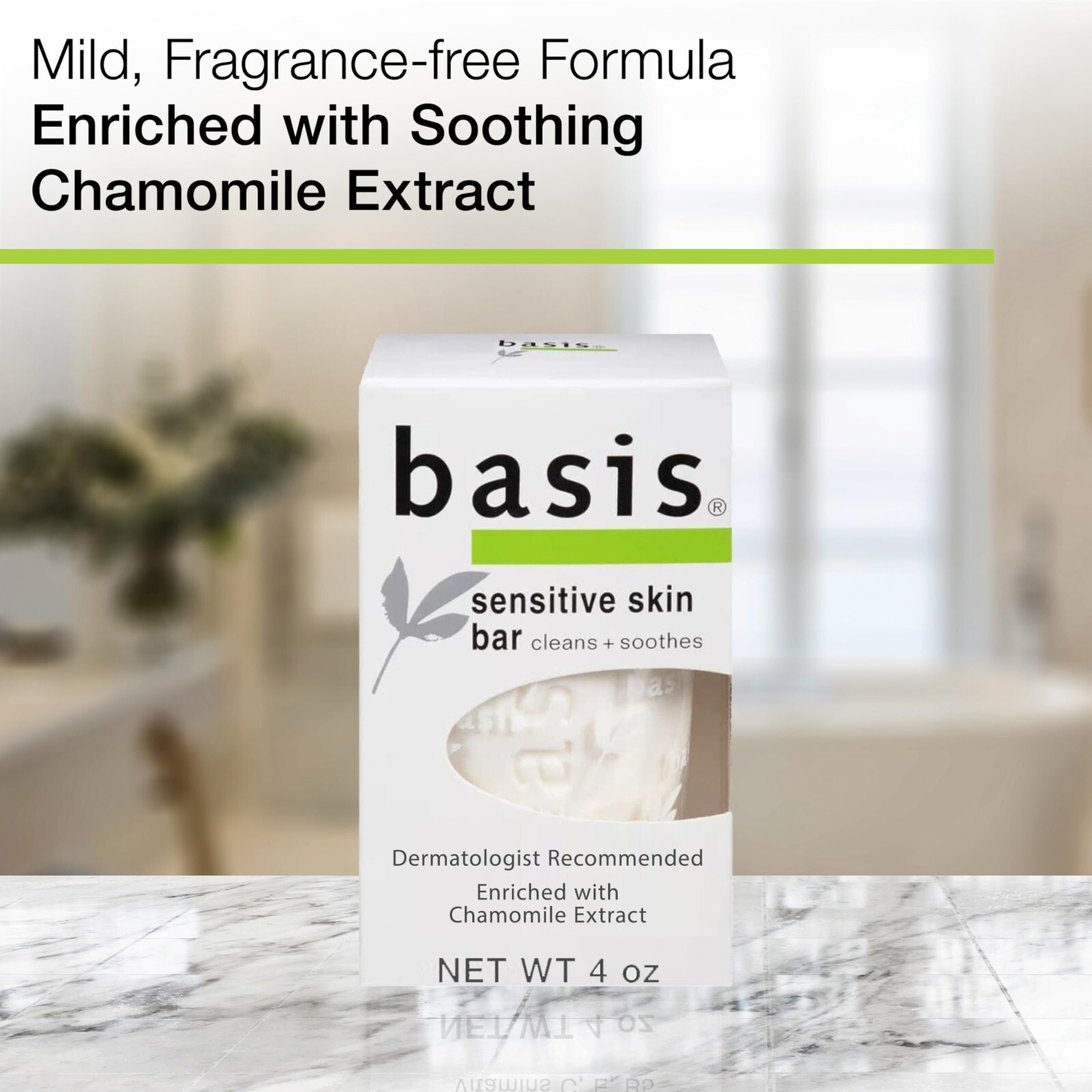 Basis Sensitive Skin Bar Soap – Cleans and Soothes with Chamomile and Aloe Ver..