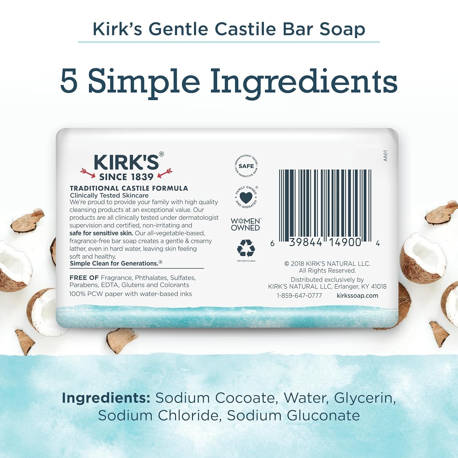 Coco Castile Soap Bars Fragrance Free – 4oz, 18 Pack for Sensitive Skin Delight