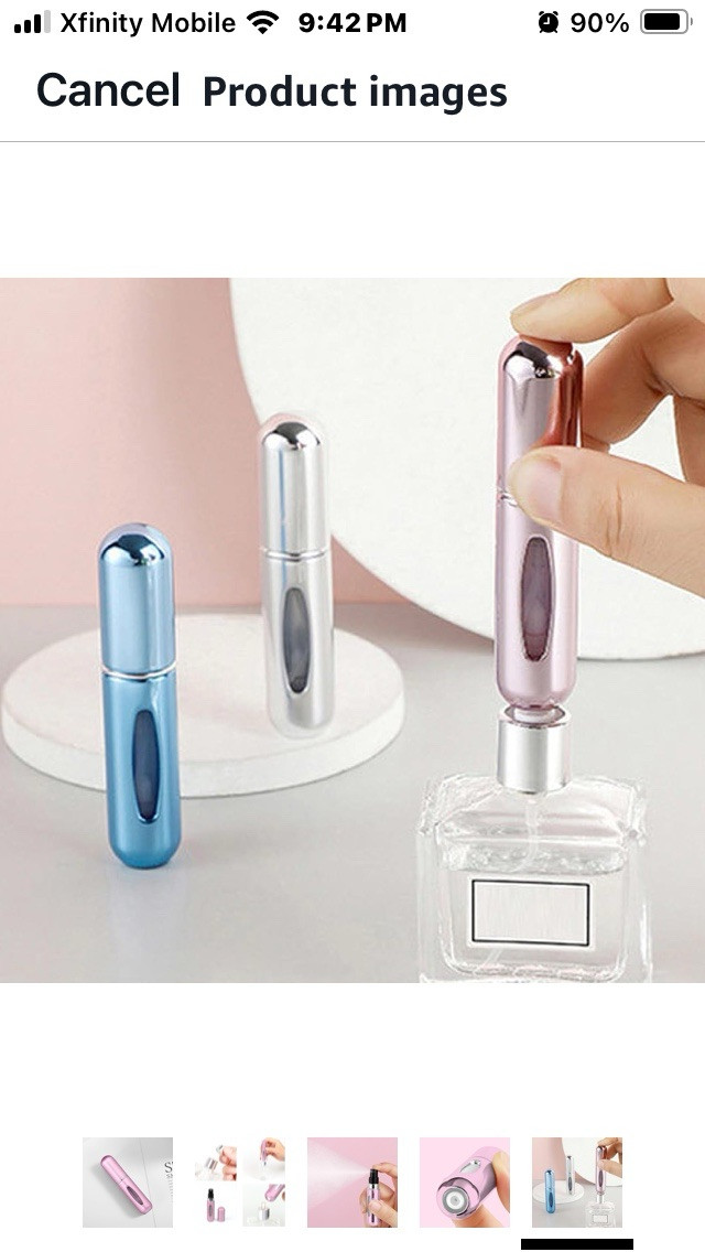2 Travel Perfume Purse Bottle Atomizer Sanitizer Spray Refillable Pink Purple