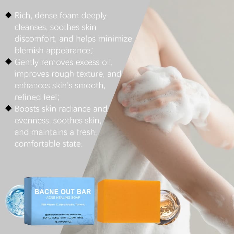 & AlphaArbutin Acne Treatment Natural Bacne Out Bar Soap, Turmeric Vitamin C