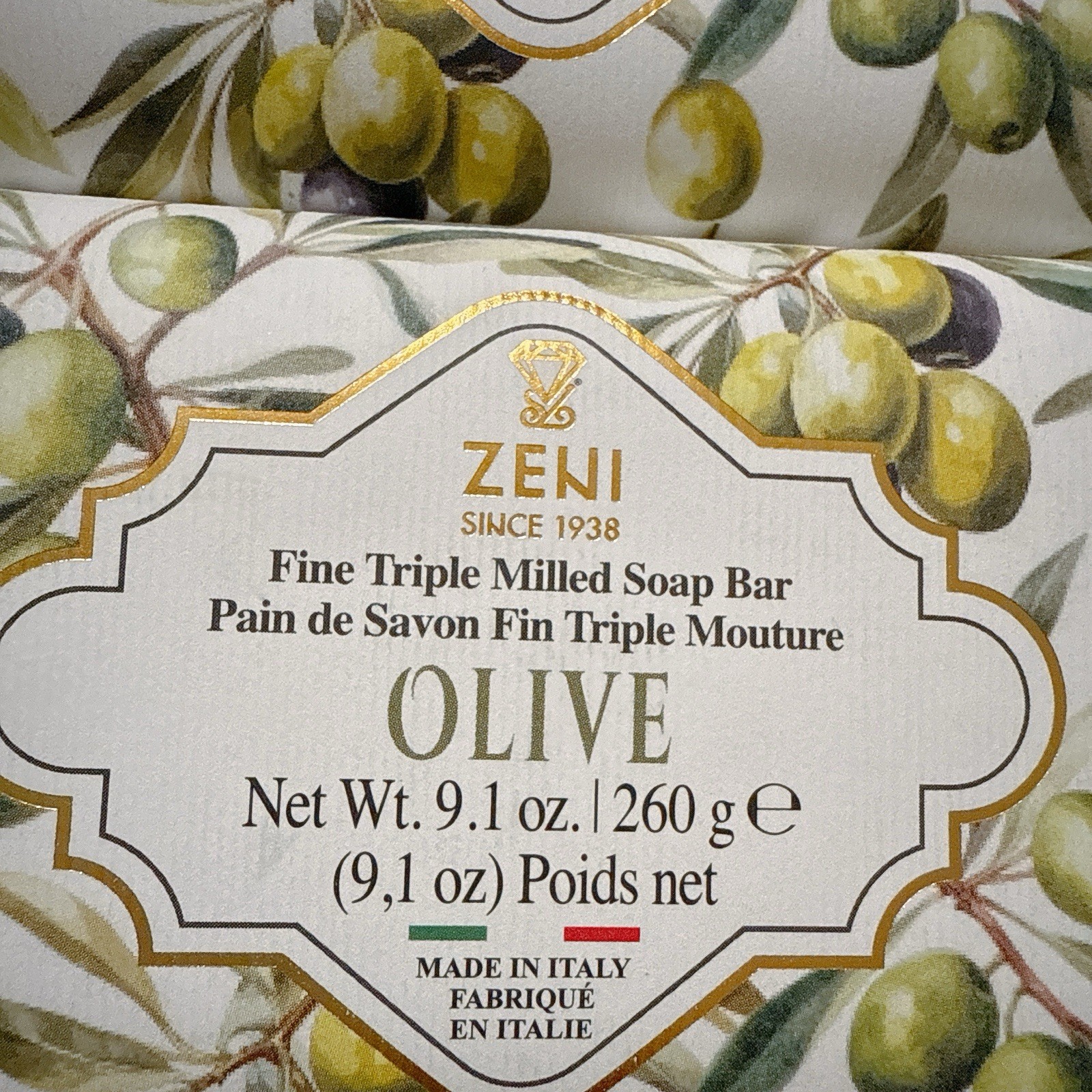 2 pcs ZENI Scent :OLIVE fine Milled ITALIAN Soap Bar 9.1 Oz/each