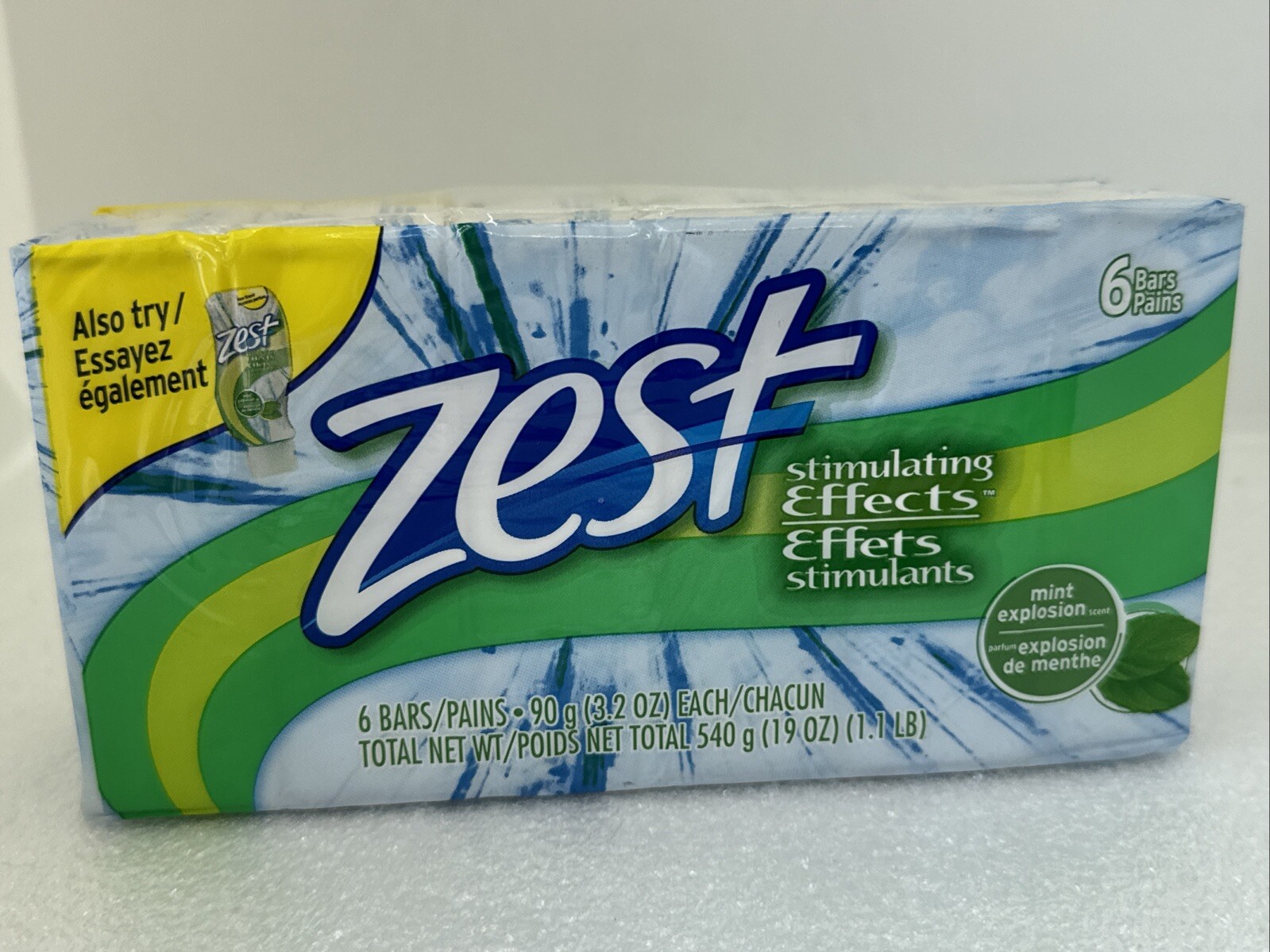 Vintage ZEST Bar Soap MINT EXPLOSION Stimulating Effects 6 Pack Of 3.2oz Bars