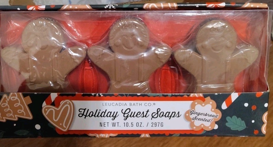 Holiday Guest Soap Gingerbread Men Scented Leucadia Bath Co 10.5 Oz
