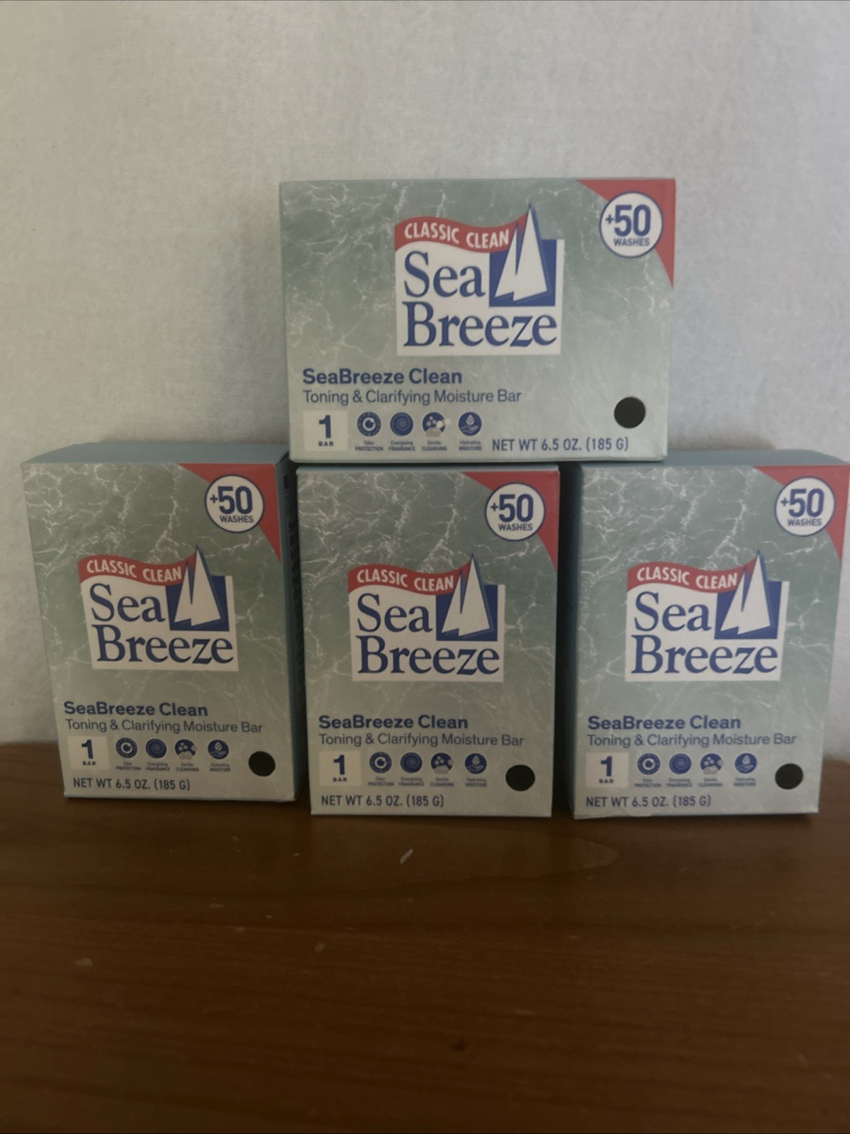 Lot of 4 Sea Breeze classic clean toning & clarifying moisture bar 6.5 oz