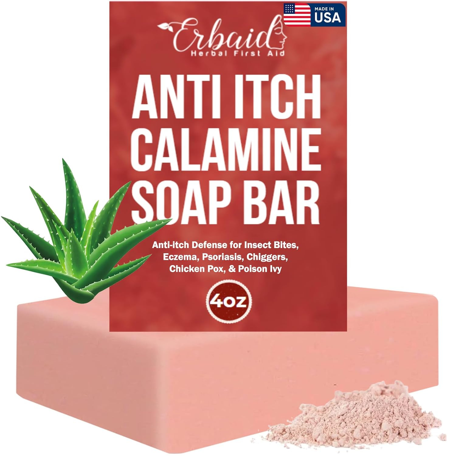 Calamine Soap Bar for Itching – All Natural Instant Itch Relief – Calming