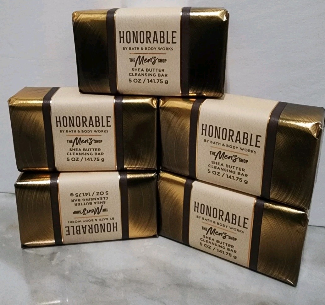 New 5 Pcs Set Bath & Body Works Honorable Shea Butter Cleansing Bar Soaps 5x Lot