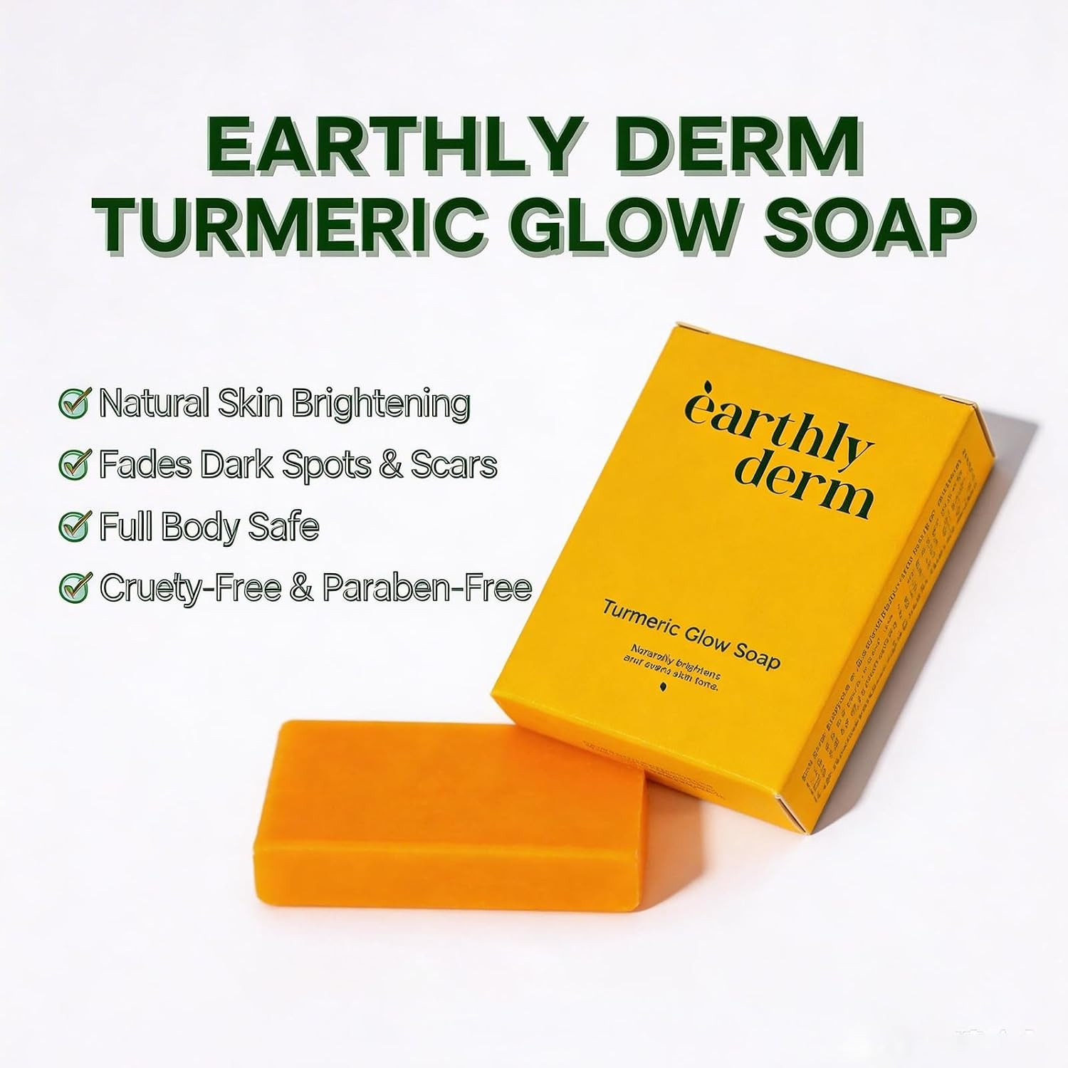 Turmeric Glow Soap Bar for Face and Body, Natural Handmade Bar, Gentle Cleansing