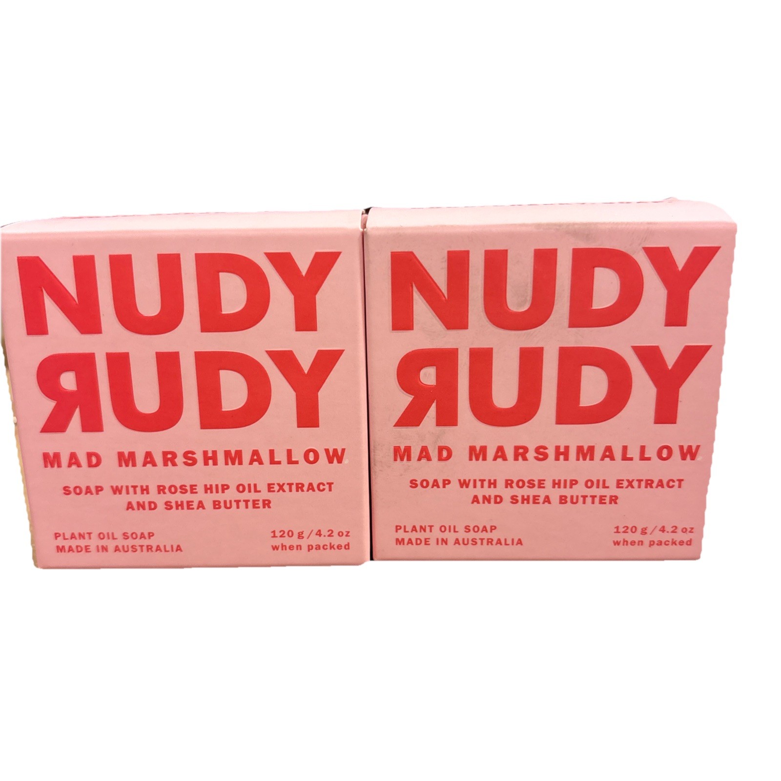 2-Pack Nudy Rudy Plant Oil Soap Mad Marshmallow RoseHip Oil Shea Butter 4.2oz Ea