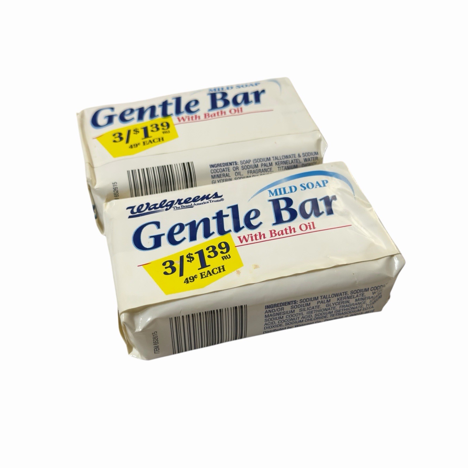 Vintage Walgreens Mild Soap Gentle Bar With Bath Oil (2x 4.5oz Bars)