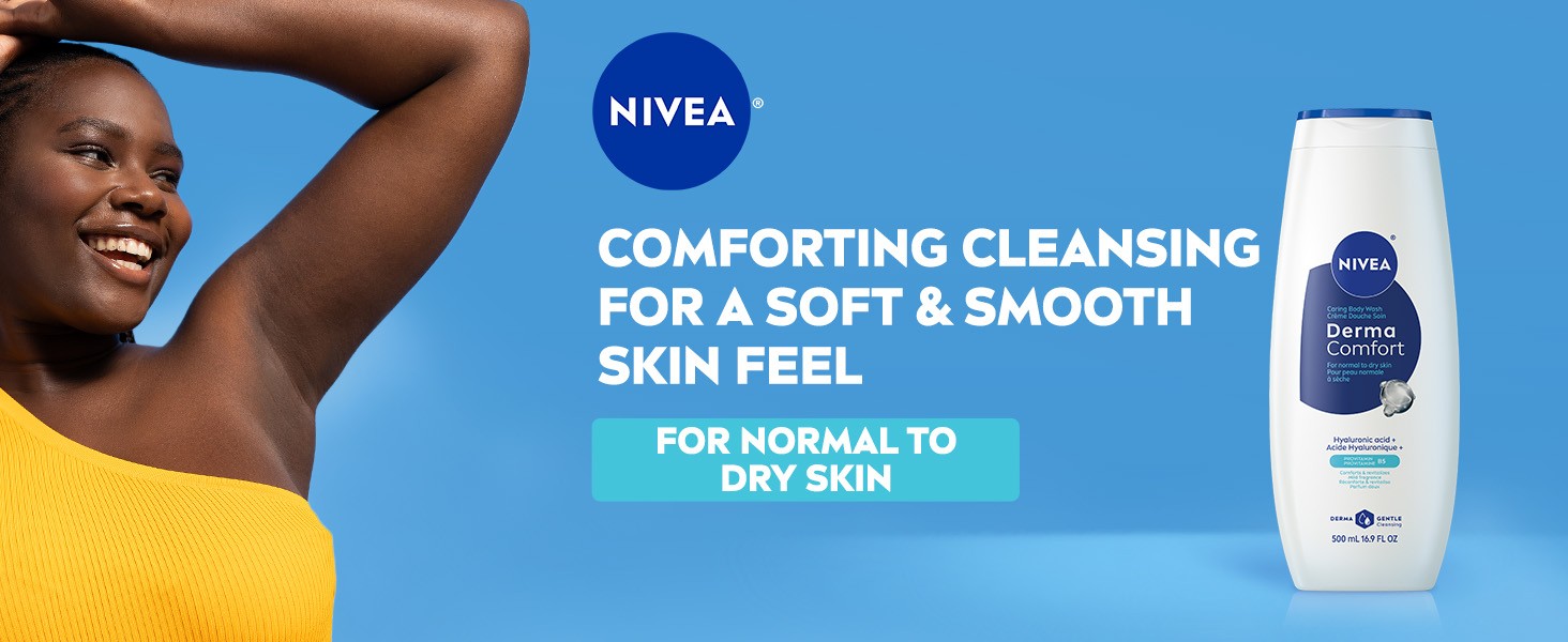 Derma Comfort Caring Body Wash for Normal to Dry Skin, Body Wash with Hyaluronic