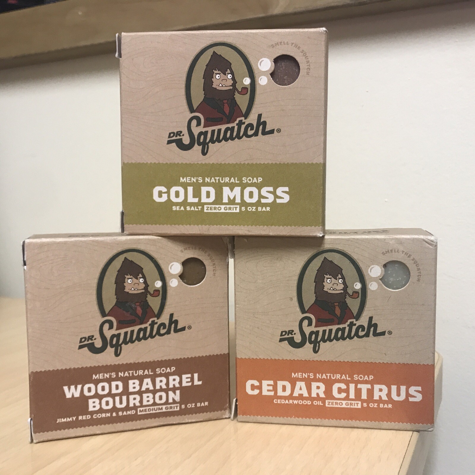 Lot of 3 Dr. Squatch Men’s Soap Cold Moss, Wood Barrel Bourbon, Cedar Citrus New
