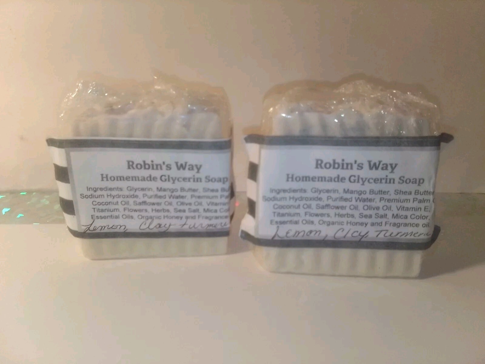 Homemade Turmeric Lemon Shea Butter Bar Soap Glycerin Clay Vitamin E Robin’s Way