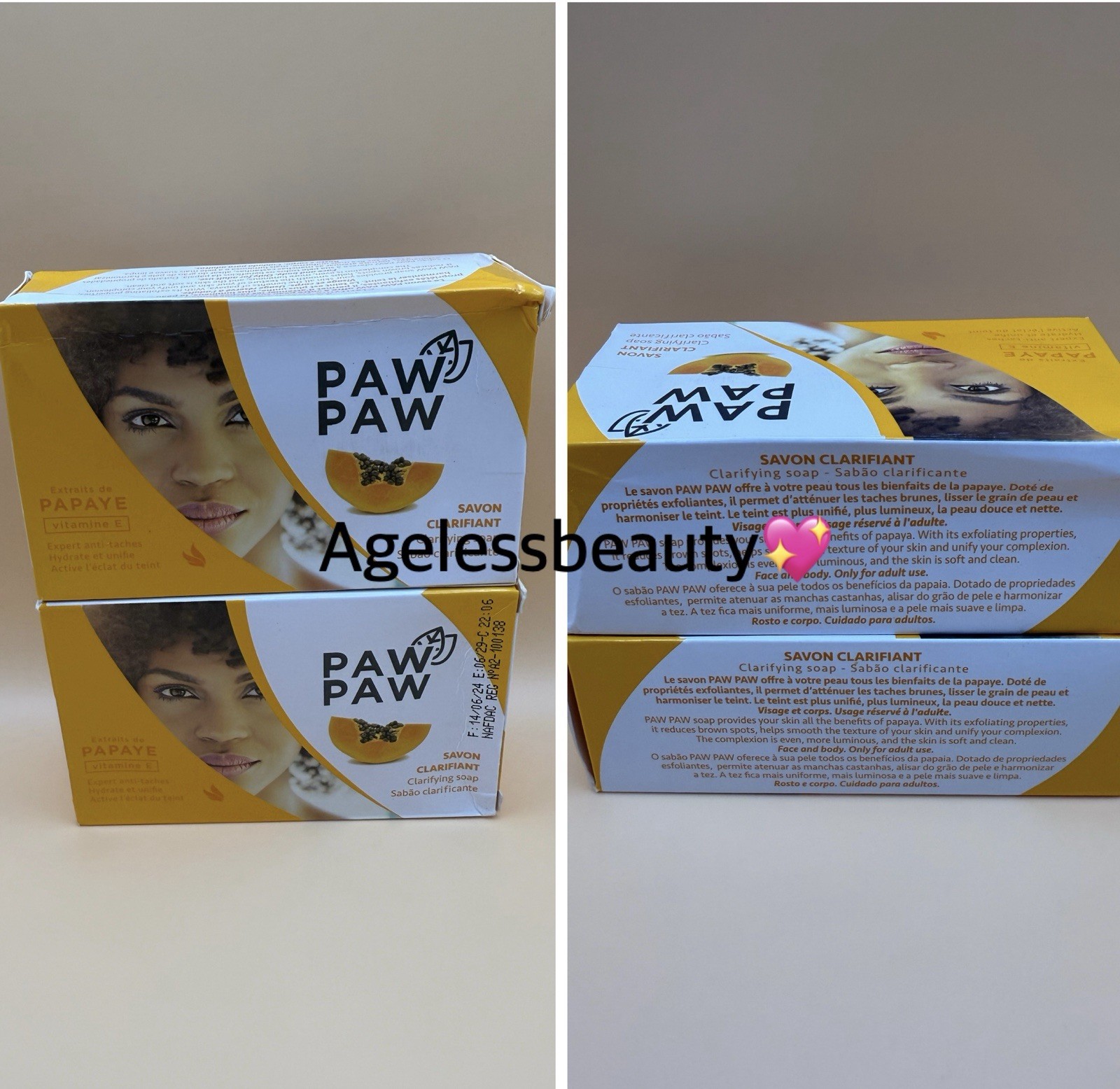 2PCS Paw Paw Papaya Clarifying Soap With Vitamin E 180g Each