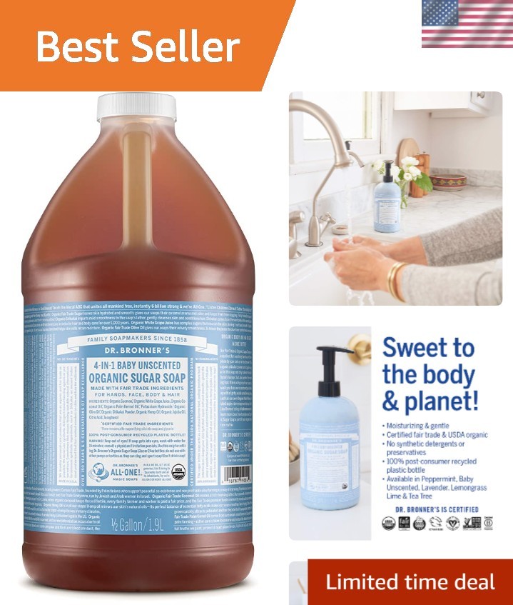 Nourishing 64 Fl Oz Dr. Bronner’s Organic Sugar Soap – Unscented Baby Formula