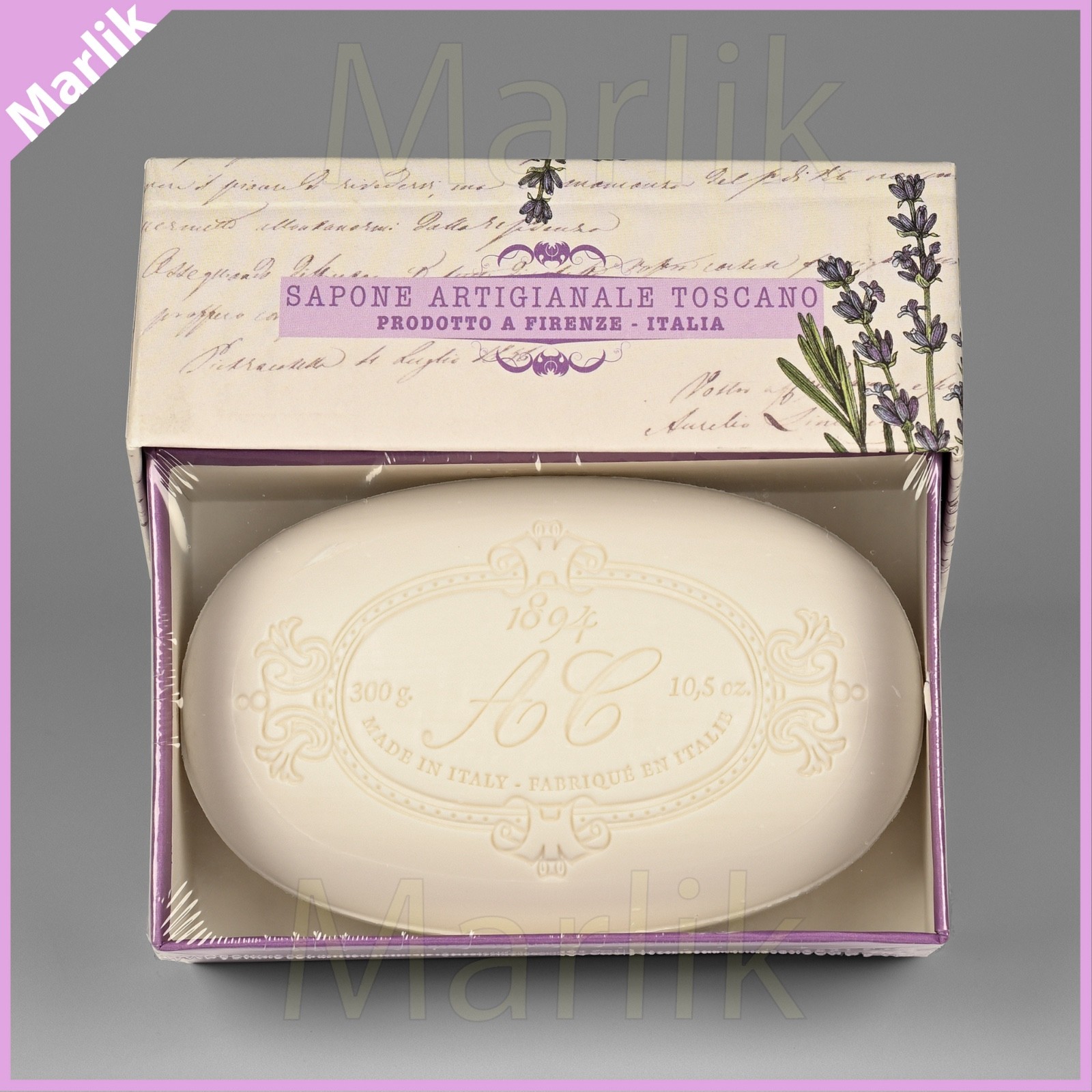 Made in Florence Italy Tuscan Lavender Luxury Bar Soap w Shea Butter 10.5 OZ NEW