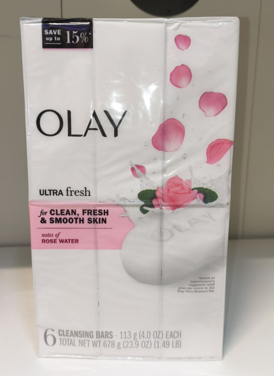 Olay Ultra Fresh Cleansing Bars with Rose Water 6 Bars 4 oz each