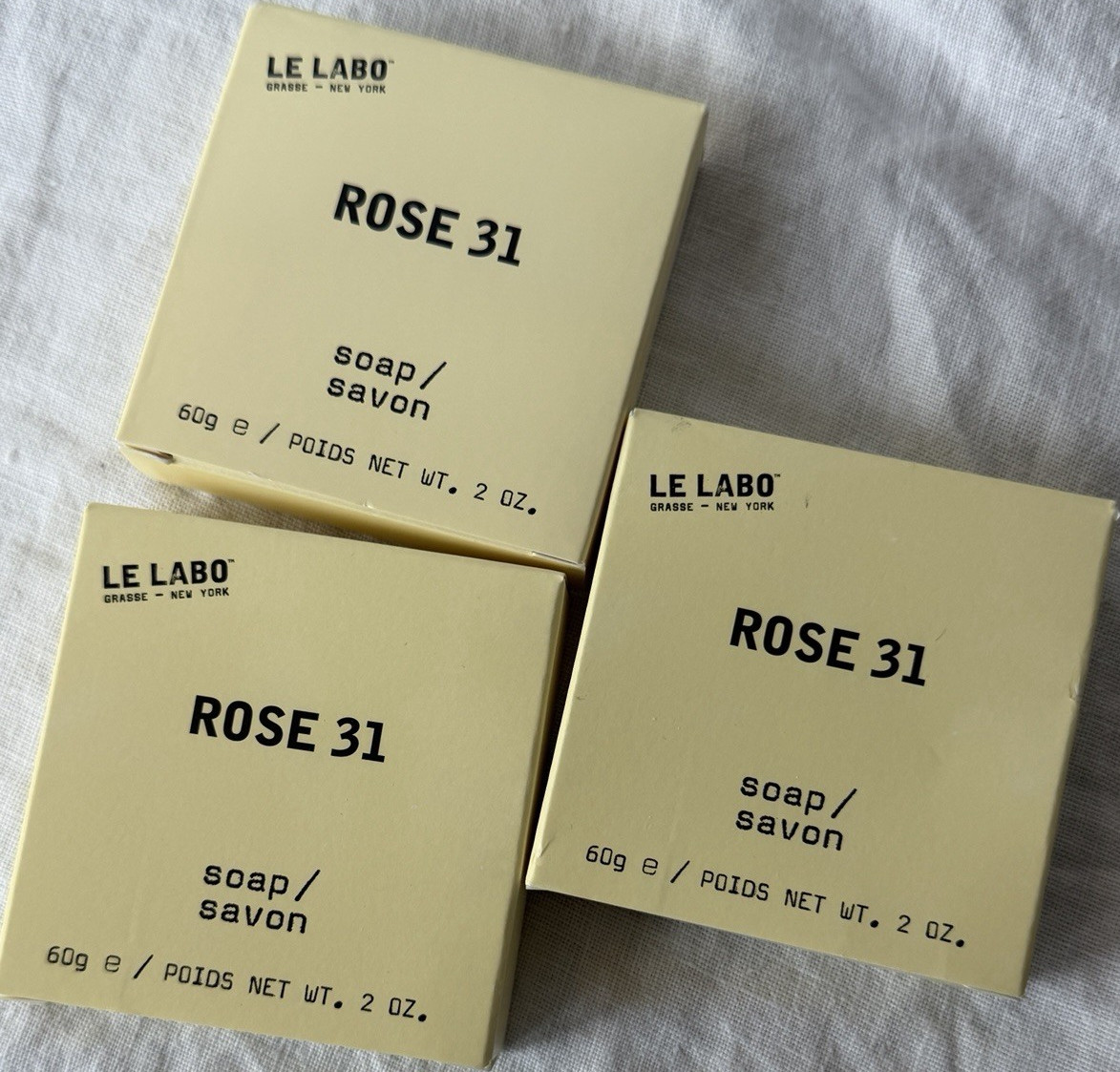 Le Labo Rose 31 Rose Scent Bar Soap 2 oz (60g) Lot of 3 Boxes