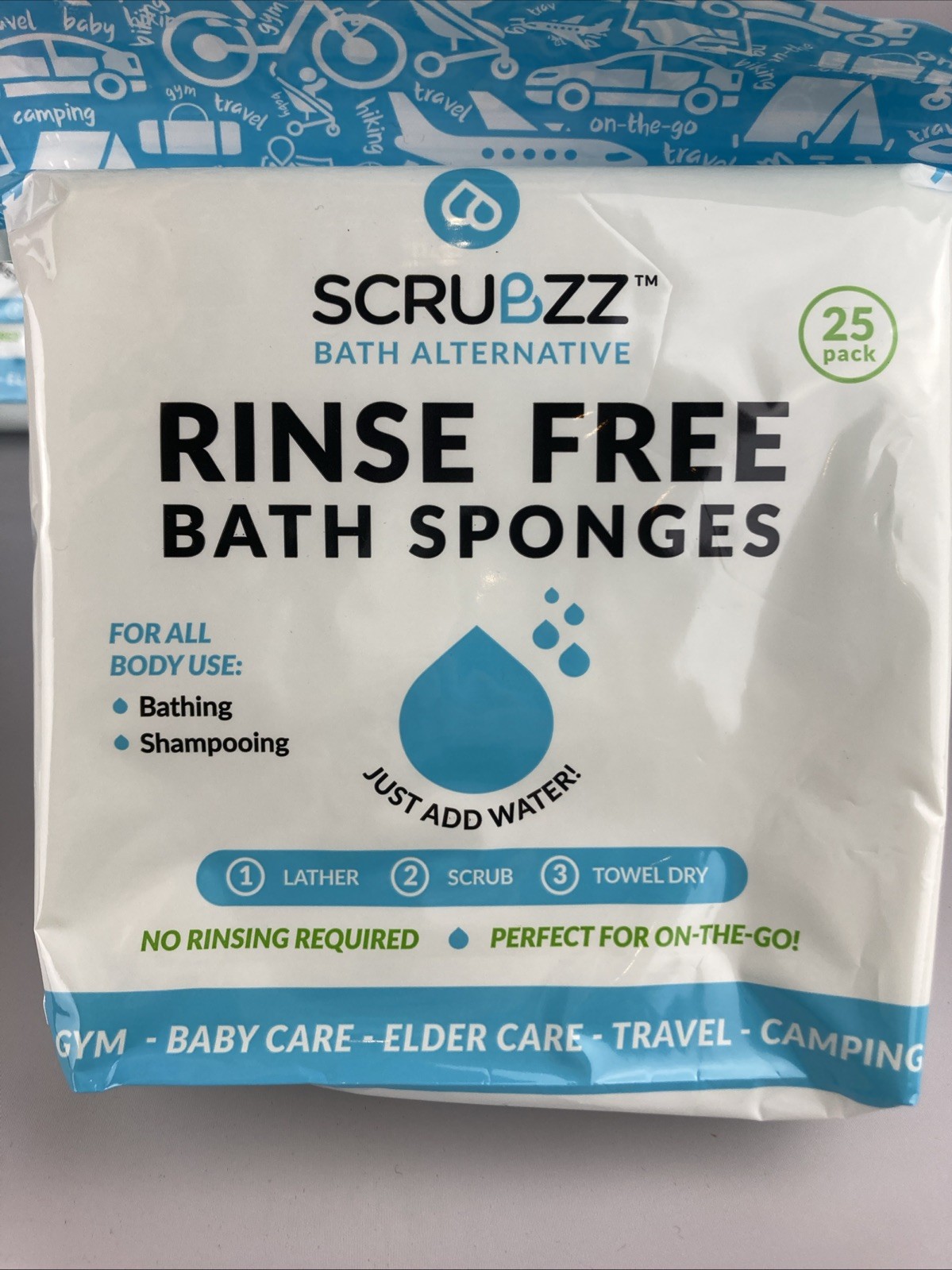 4 Packs Of 25 Scrubzz Disposable Rinse Free Bathing Wipes All-in-1 Single Use