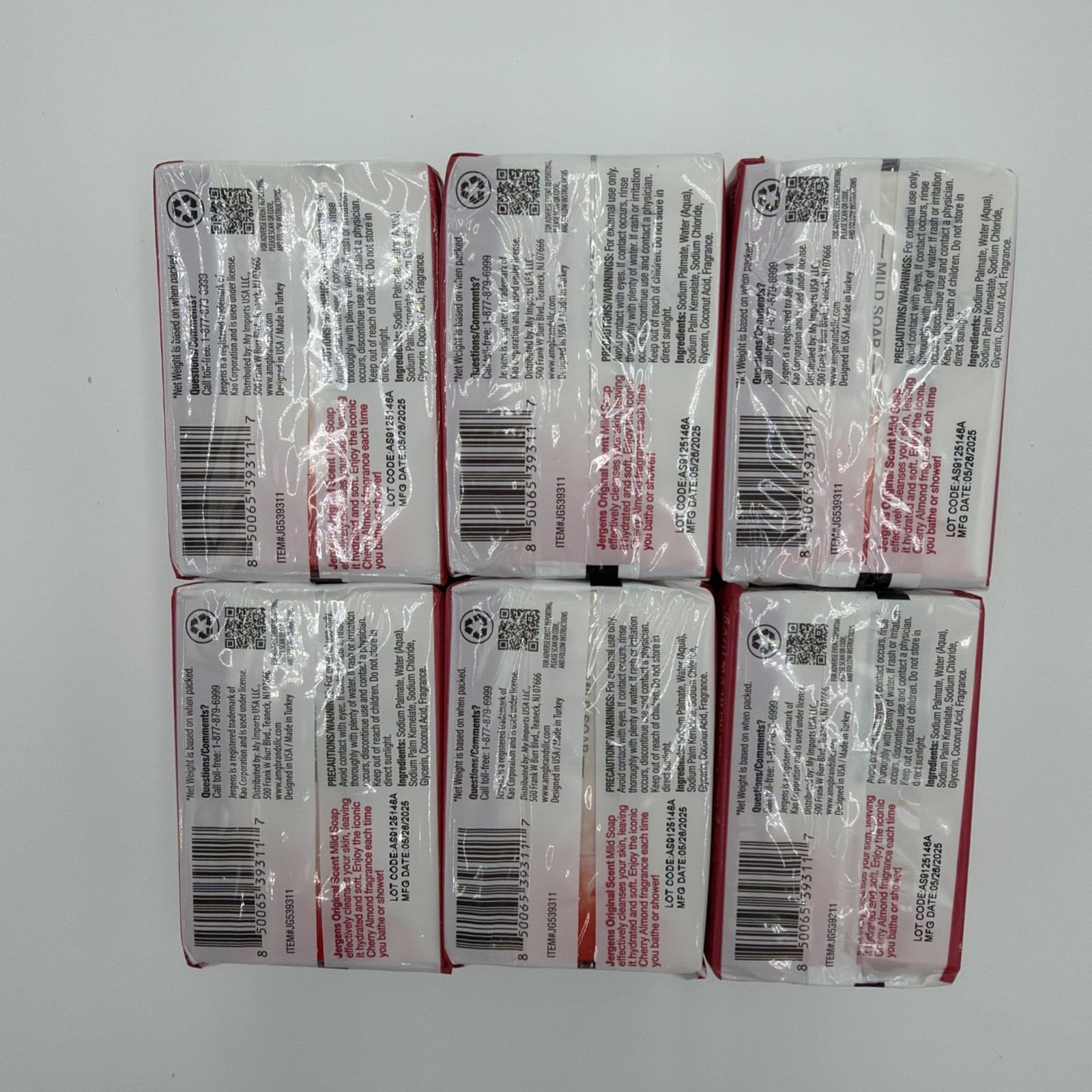 Jergens Mild Soap Cherry Almond – 12 Bars (6×2 Pack) – 3 Oz Each