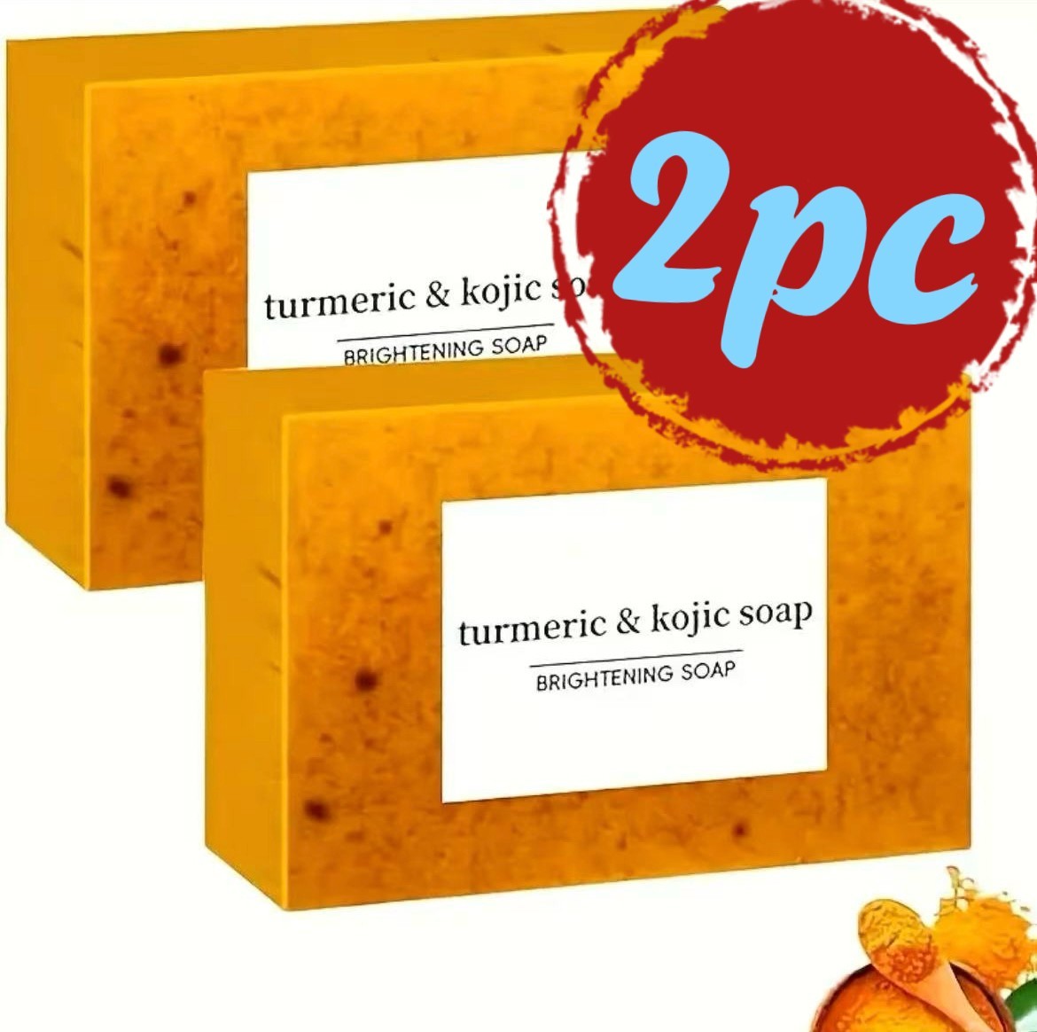 2-Pack Turmeric Glow Soap Bar – Lemon & Kojic Acid, Removing Dark Spots