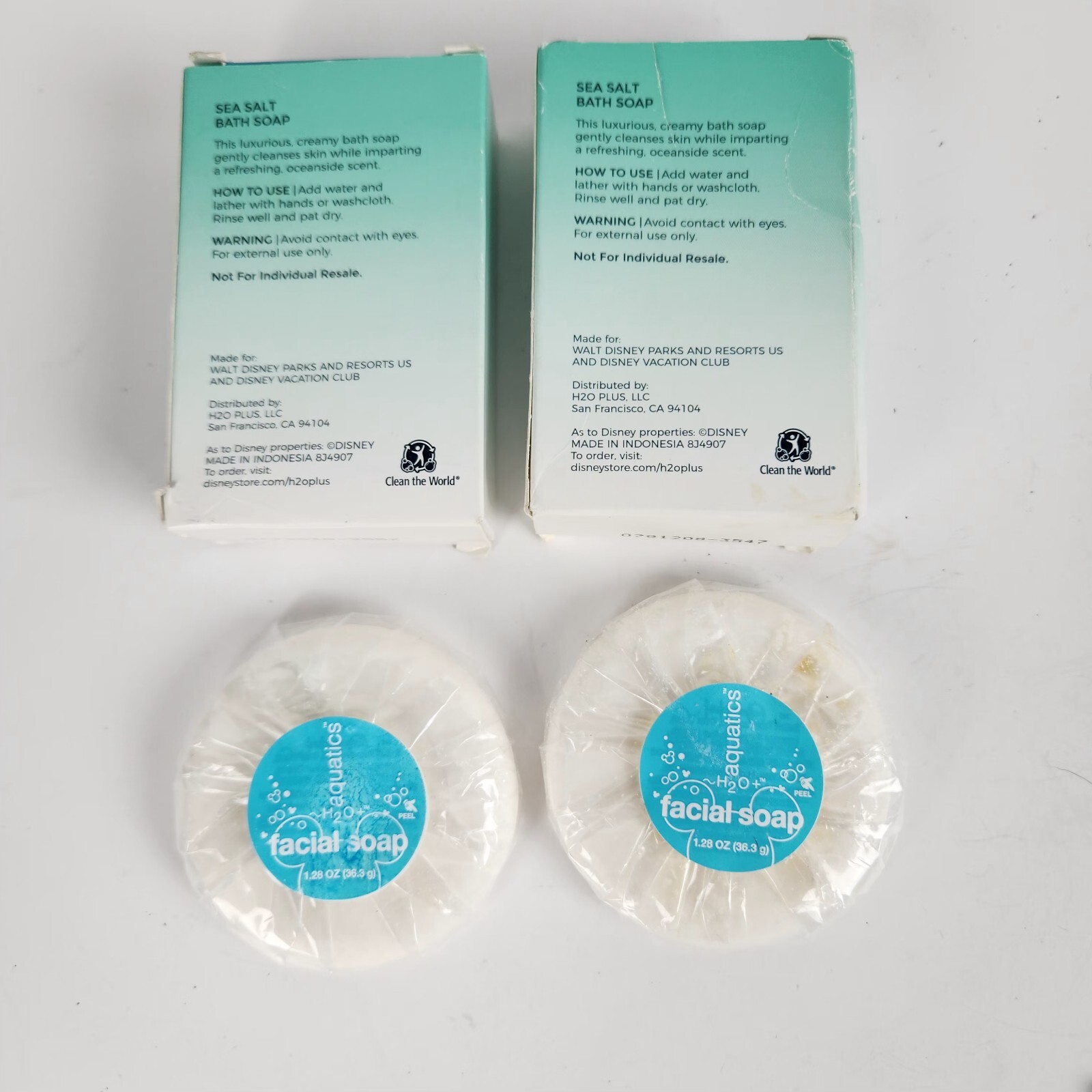 Disney Resorts H2O+ Sea Salt/2 Facial Soap And 2 Bath Soap Bars