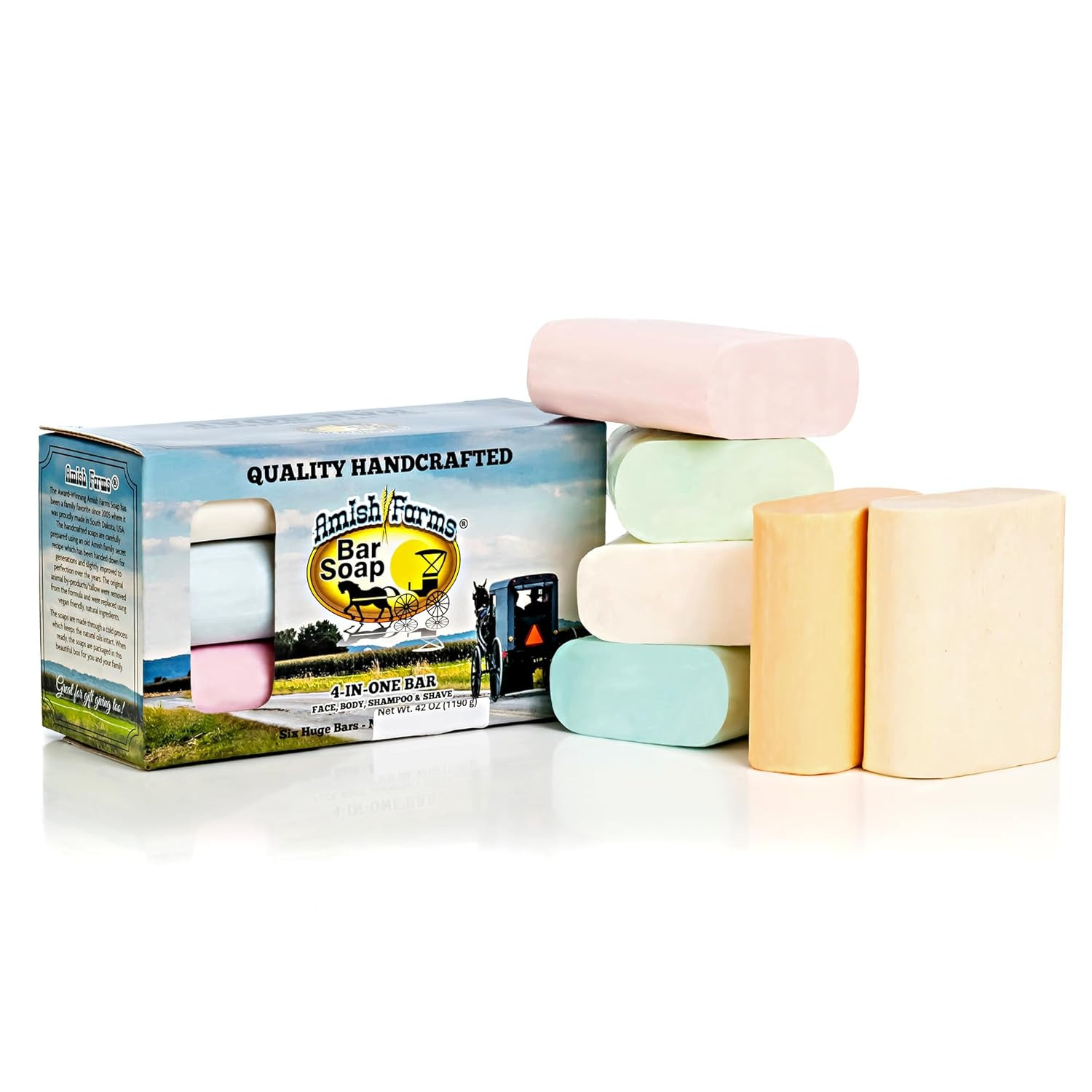 Bar Soap W/All Natural Bentonite Clay (6 Bars) Made in USA, Vegan Moisturizing f