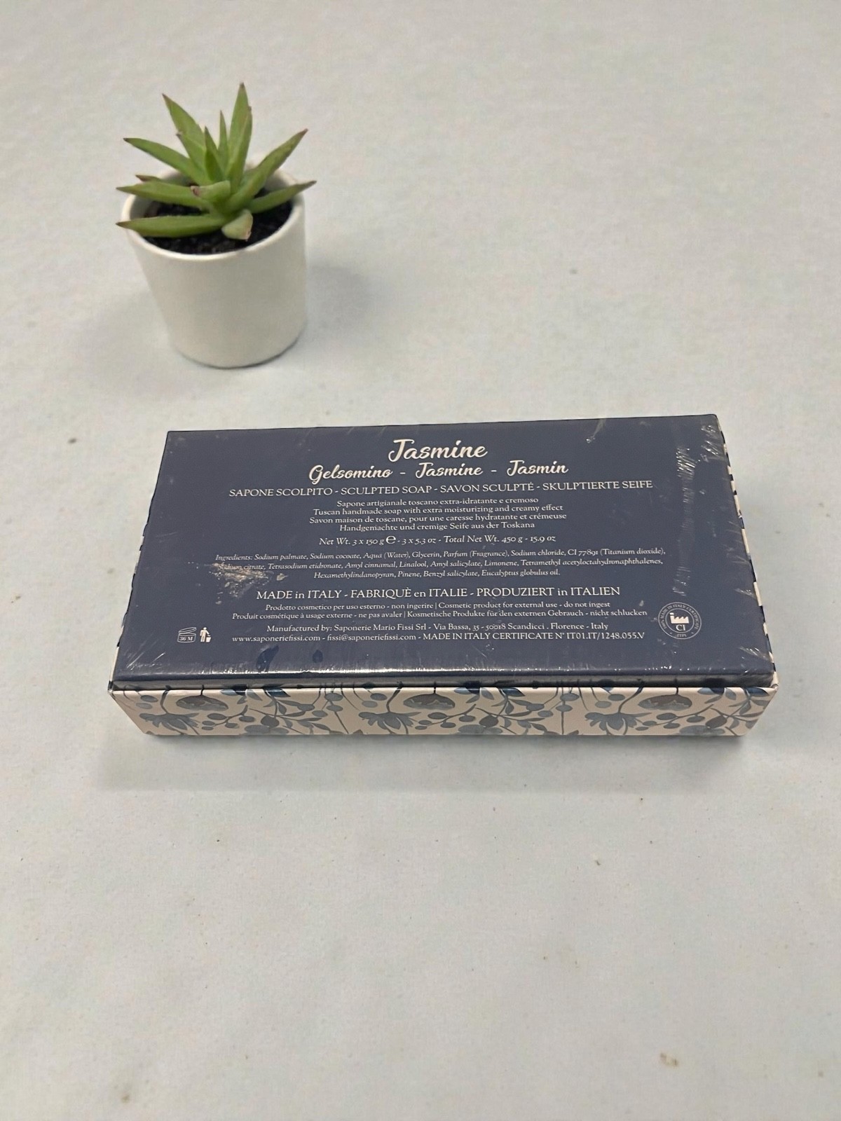 Saponerie Mario Fissi Srl Jasmine Sculpted Soap Set 3 Pack | 5.3 oz Each