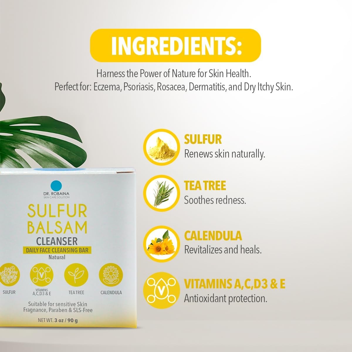 Soothing Tea Tree & Calendula Soap Bar – Chemical-Free Acne Treatment, 4 oz