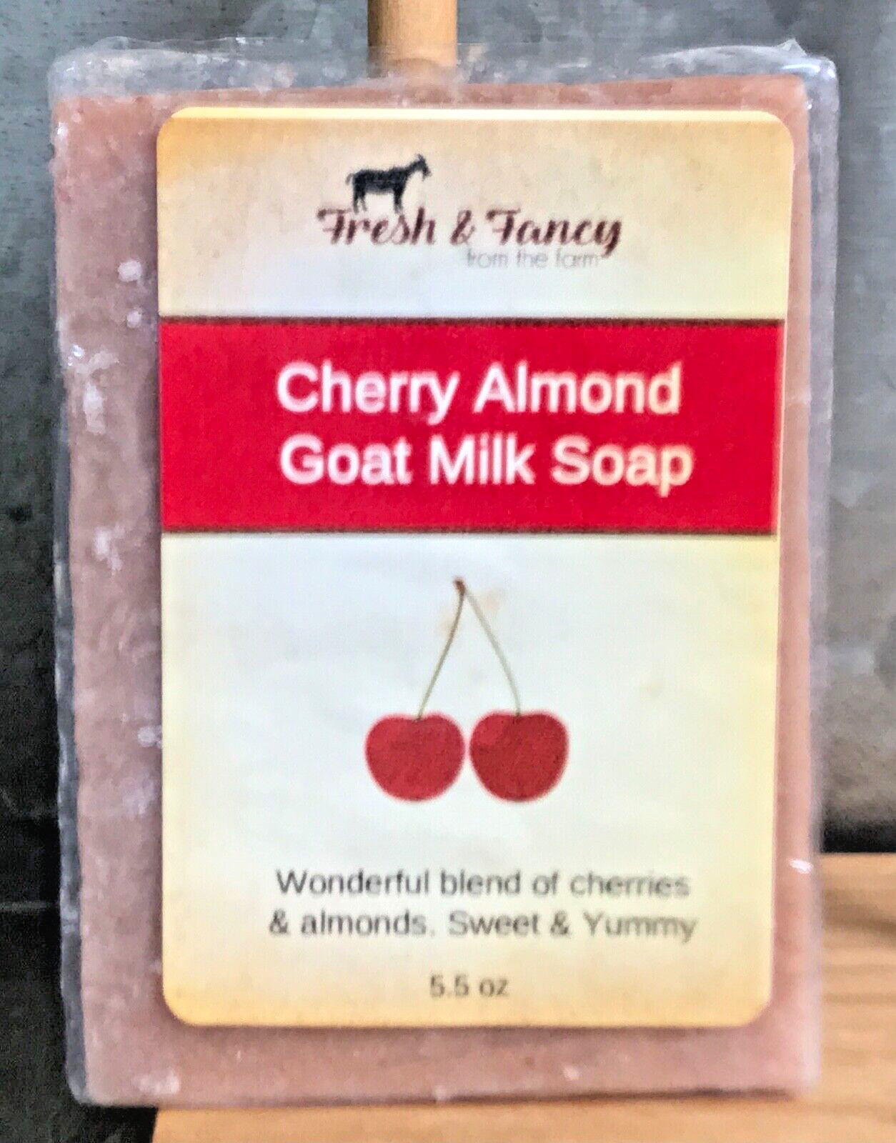 Cherry Almond Fresh & Fancy from Farm Handmade Raw Goat Milk Soap 5.5 Oz USA