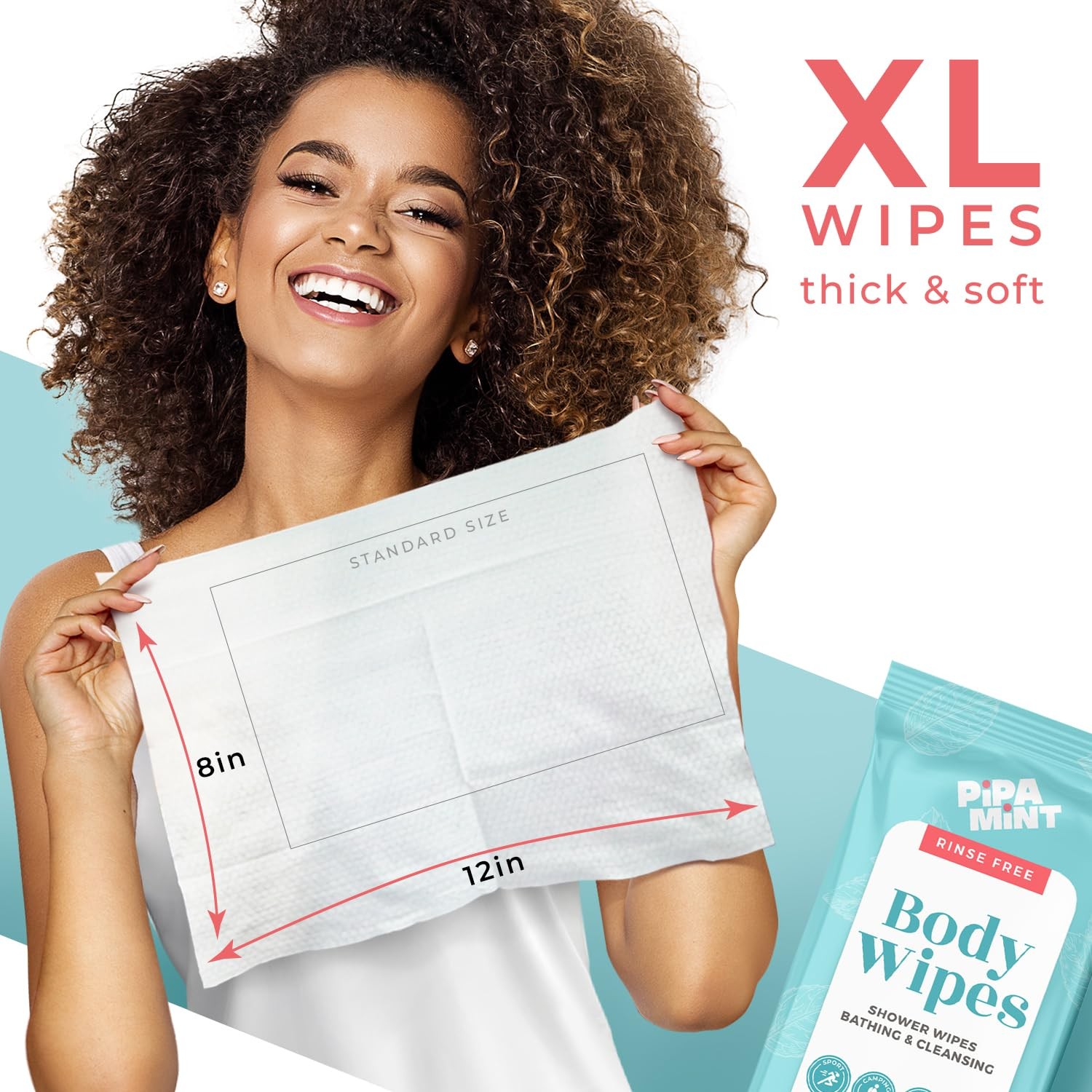 Body Wipes XL Shower Wipe Adults Bathing Traveling Camping Gym Car 1 Box 5