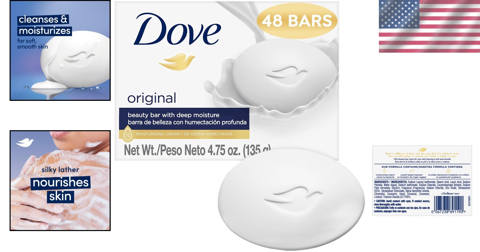 48-Pack Beauty Bars – 3-in-1 Hydrating Moisturizing Soap Bars (4.75 Oz)