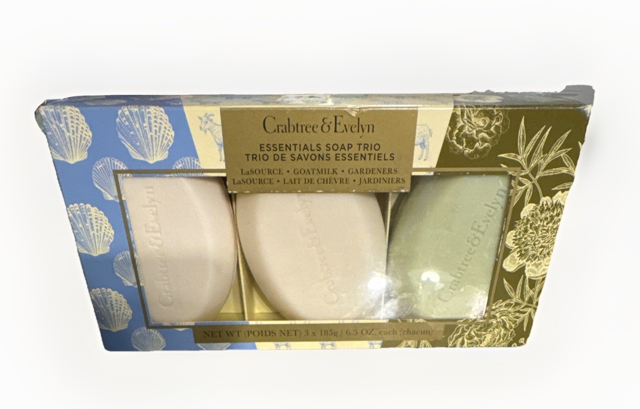 Crabtree & Evelyn Essentials Soap Trio-LaSource Goatmilk Gardener Box 6.5Oz Each