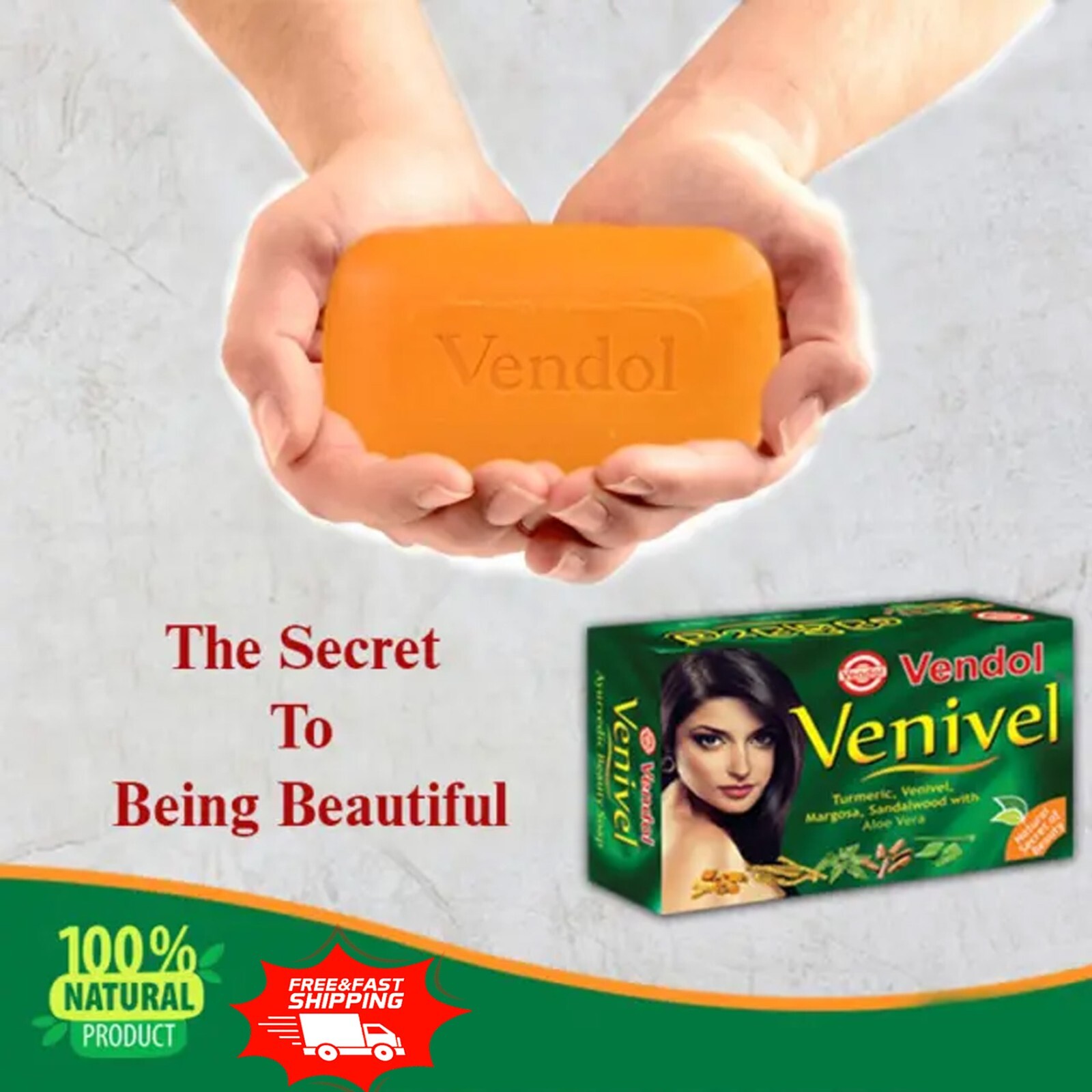 80 g *4 VENIVEL SOAP Herbal Ayurveda Beauty Soap Vendol Soap 100% Pure Natural