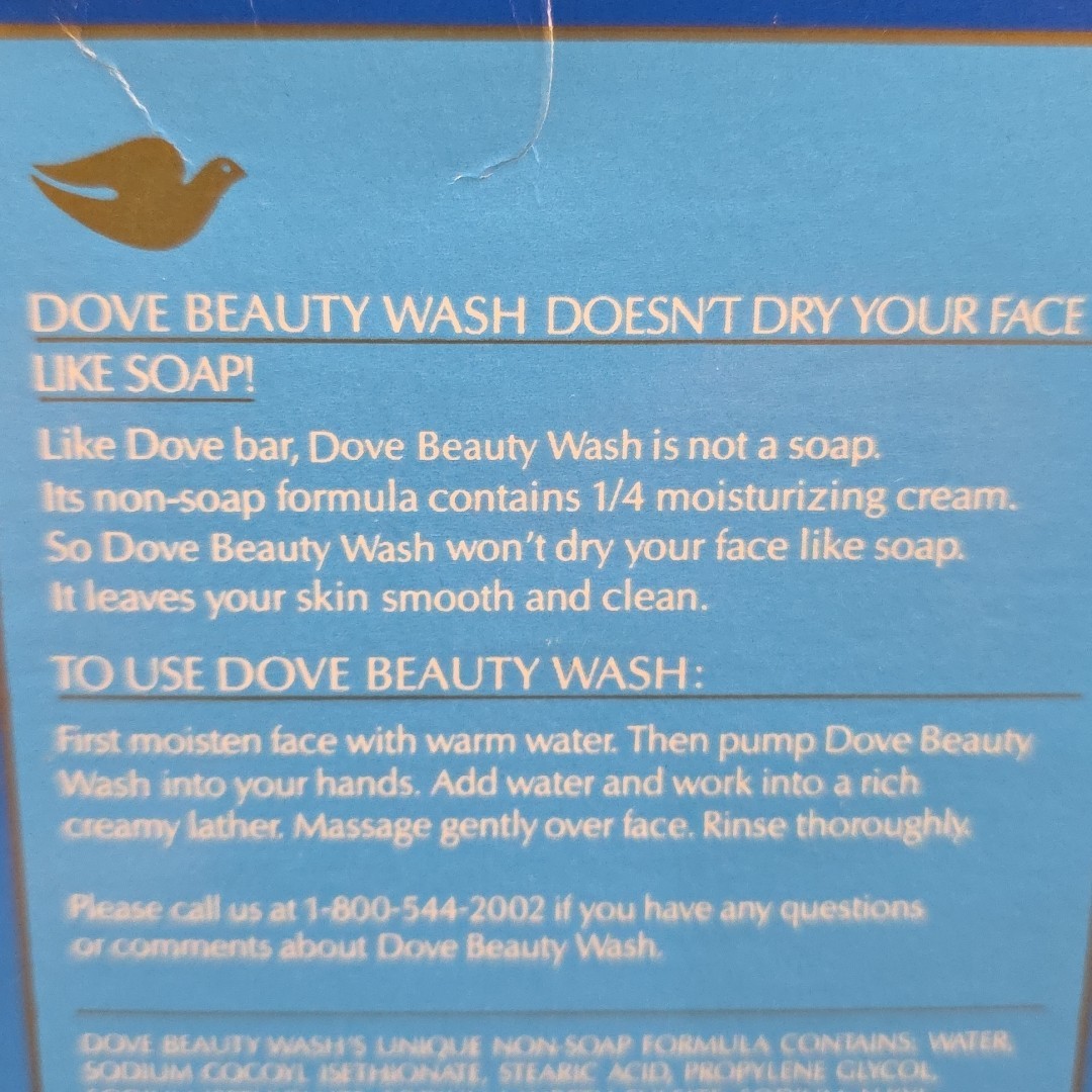 Vtg Dove Beauty Wash Liquid Soap – 8 fl oz -1/4 Moisturizing Cream New Old Stock