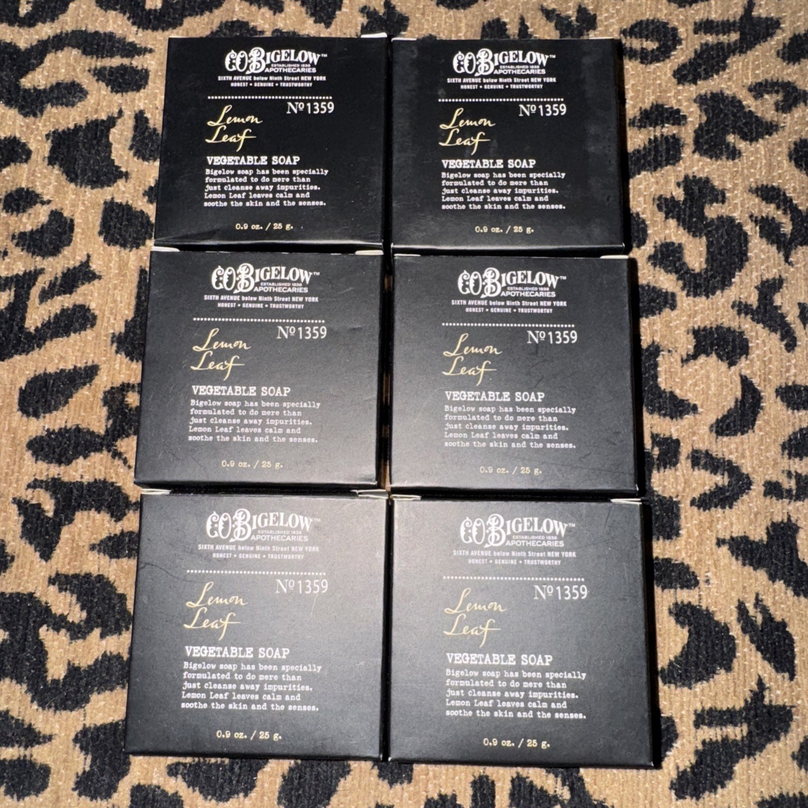 6 C.O. Bigelow LEMON LEAF Vegetable Soap .09 Oz Sealed. From Dream Hotels