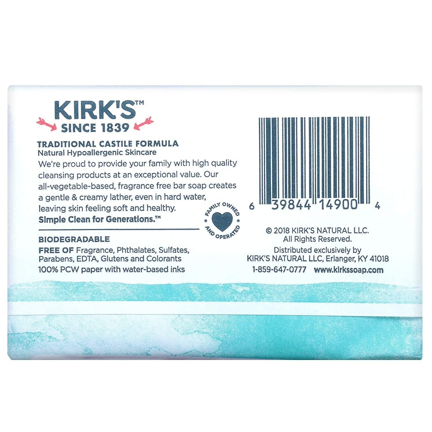 Kirk’s Original Coco Castile Soap Fragrance Free 4 oz (Multi-Pack)