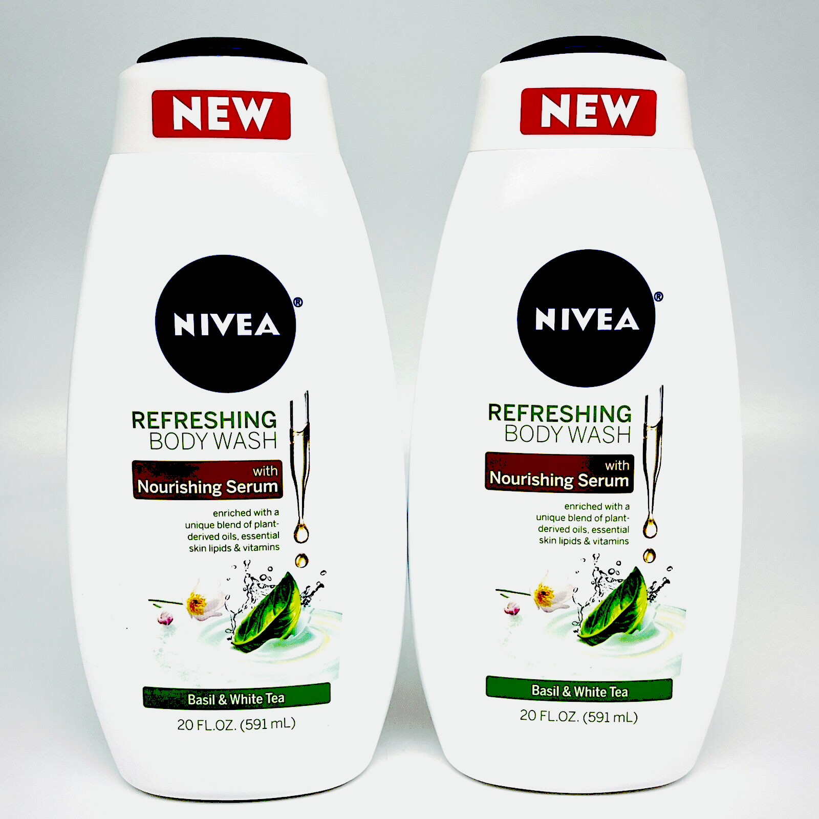 Nivea Refreshing Body Wash Basil & White Tea Botanical Blossom 2PK x 20 oz