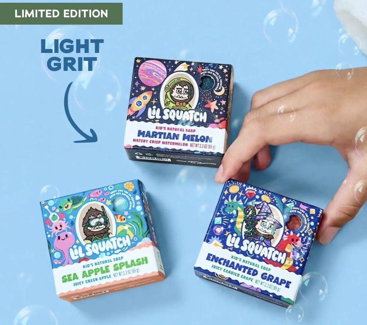 Dr Squatch Lil Squatch 3-Pack Kids SoapSea Apple, Martian Melon, Enchanted Grape