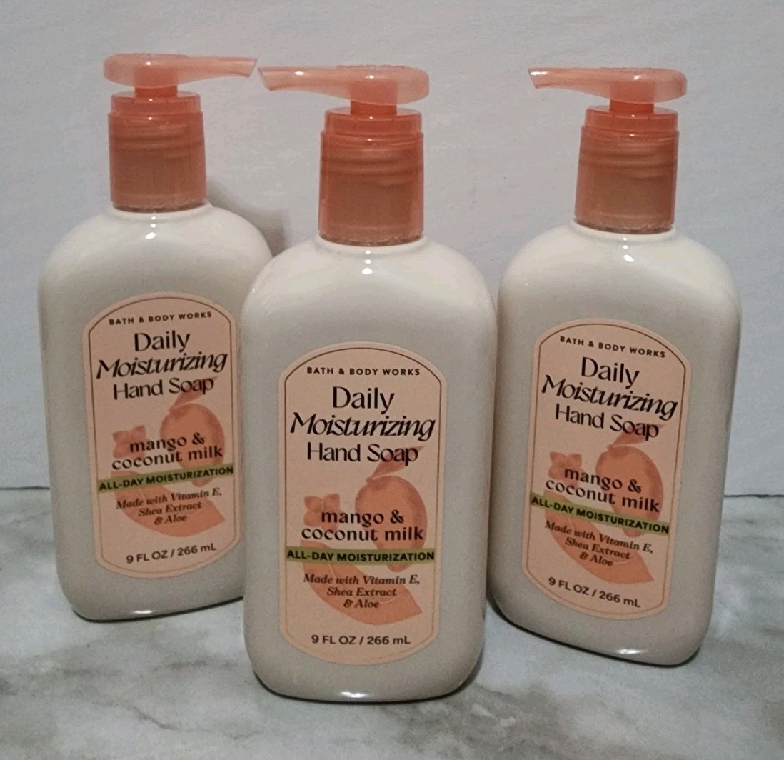 3 Pcs Set Bath & Body Works Mango & Coconut Milk Daily Moisturizing Hand Soap