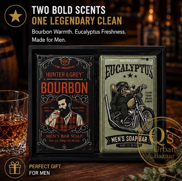 Hunter & Grey Men’s Bar Soap Gift Set Bourbon & Eucalyptus 2 Pack 10.58 Oz