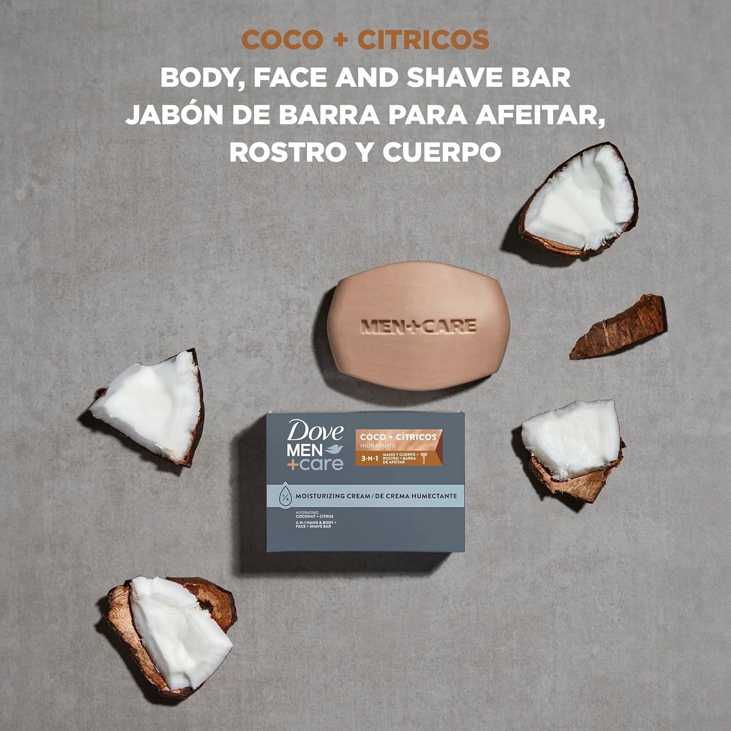 DOVE MEN + CARE Hidratante Coco + Cítricos Hand & Body Face + Shave Bar 6 Count
